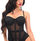 Lavish Black Mesh Underwire Bustier Corset w/Garters - Daisy Corsets