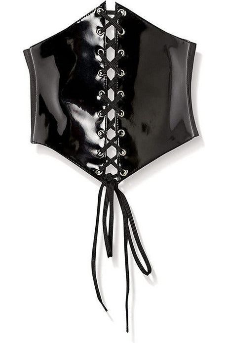 Lavish Black Patent PVC Corset Belt Cincher - Daisy Corsets