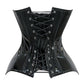 Lavish Black Patent PVC Vinyl Overbust Corset Sweetheart Neckline Busk Closure - Daisy Corsets
