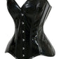 Lavish Black Patent PVC Vinyl Overbust Corset Sweetheart Neckline Busk Closure - Daisy Corsets
