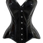 Lavish Black Patent PVC Vinyl Overbust Corset Sweetheart Neckline Busk Closure - Daisy Corsets
