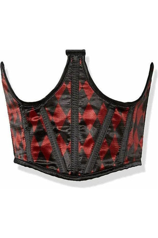 Lavish Black & Red Diamond Satin Open Cup Waist Cincher - Daisy Corsets