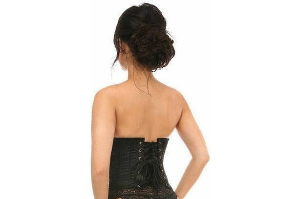 Lavish Black Satin Open Bust Underwire Short Underbust Corset - Daisy Corsets