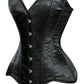 Lavish Black Satin Overbust Corset Sweetheart Neckline Busk Closure - Daisy Corsets