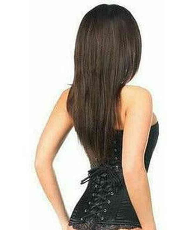 Lavish Black Satin Overbust Corset w/Busk Closure