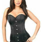 Lavish Black Satin Overbust Corset w/Busk Closure