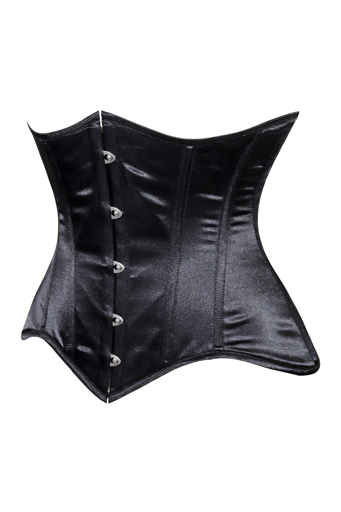 Lavish Black Satin Underbust Corset Waist Cincher Busk Closure - Daisy Corsets