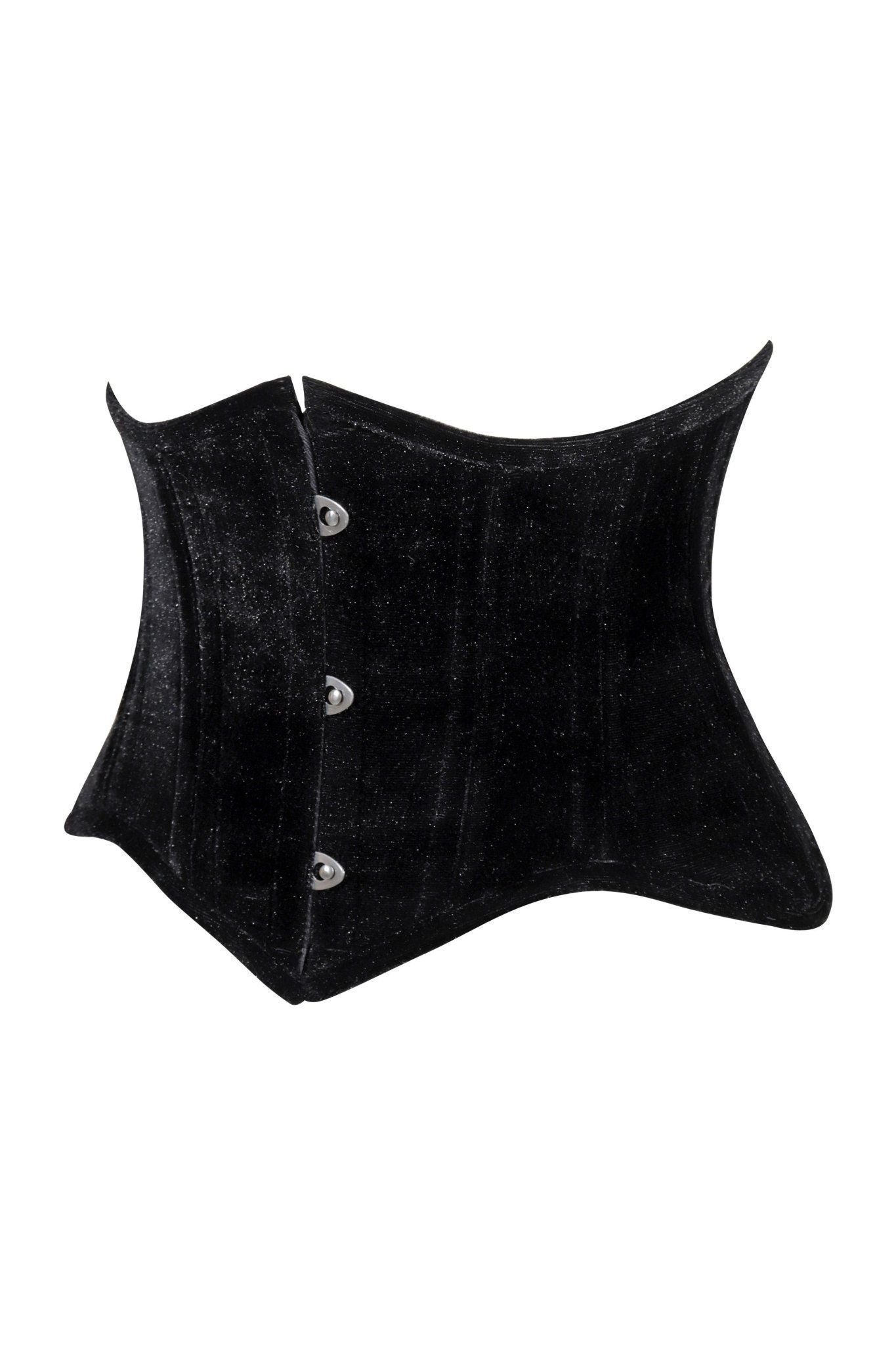 Lavish Black Velvet Mini Cincher Underbust Corset Waist Cincher Busk Closure - Daisy Corsets