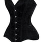 Lavish Black Velvet Overbust Corset Sweetheart Neckline Busk Closure - Daisy Corsets