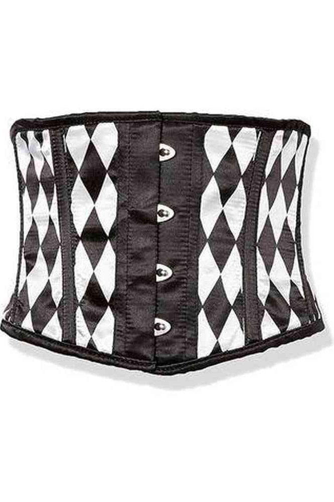 Lavish Black & White Diamond Waist Cincher Corset - Daisy Corsets