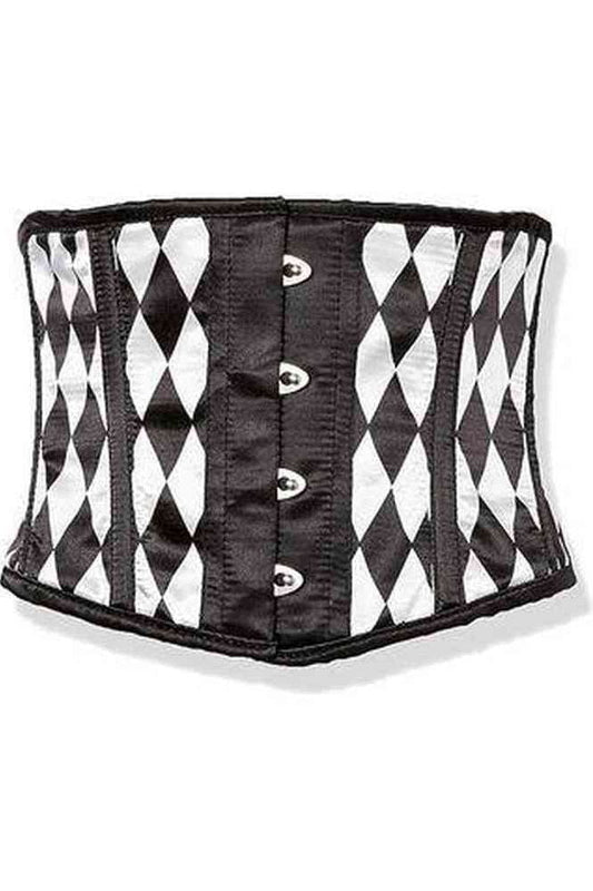 Lavish Black & White Diamond Waist Cincher Corset - Daisy Corsets