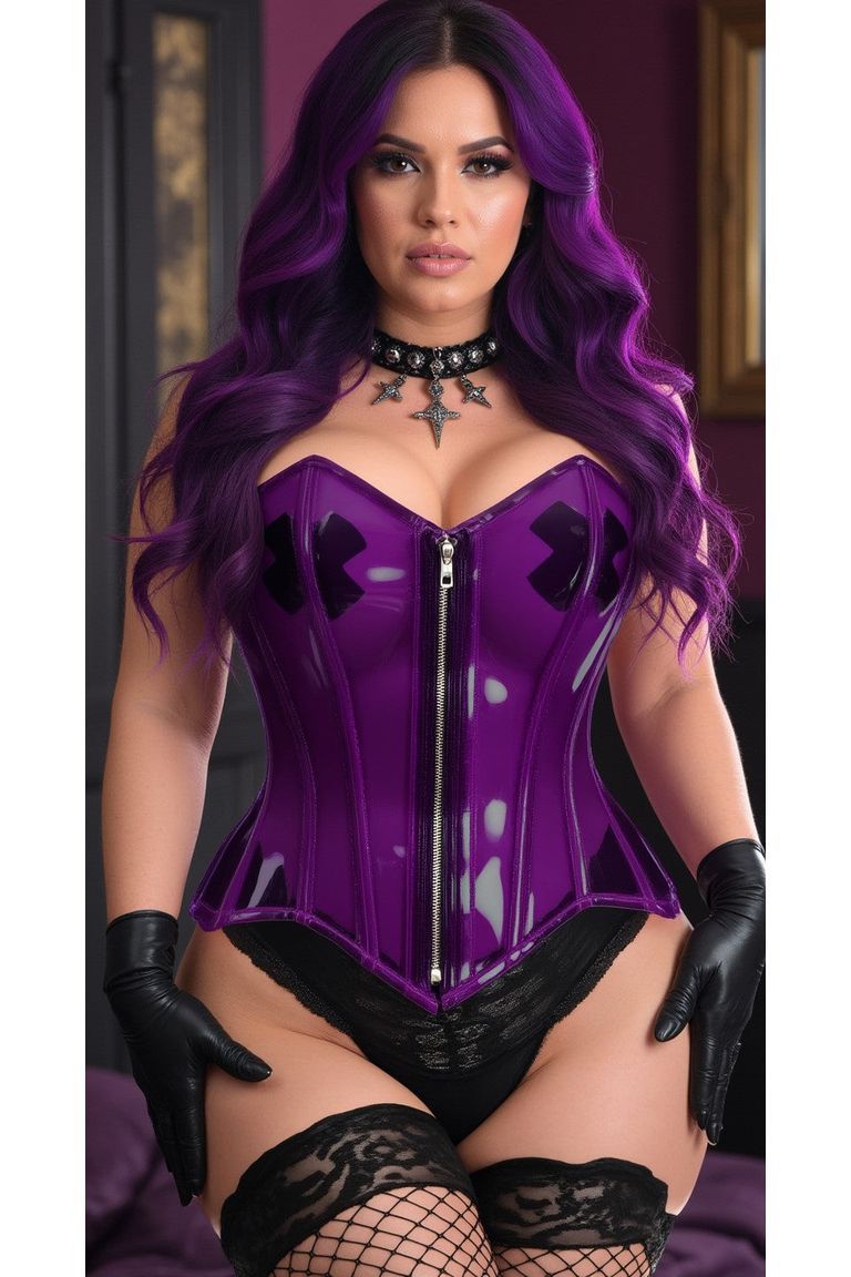 Lavish Clear Purple Overbust Corset - Daisy Corsets