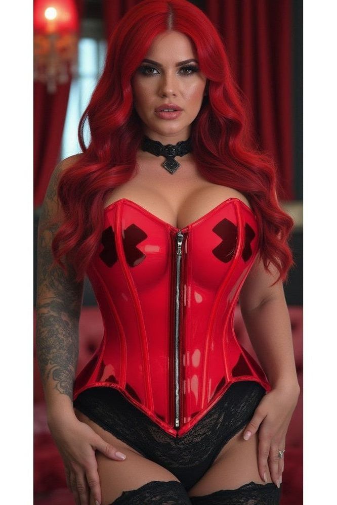 Lavish Clear Red Overbust Corset - Daisy Corsets