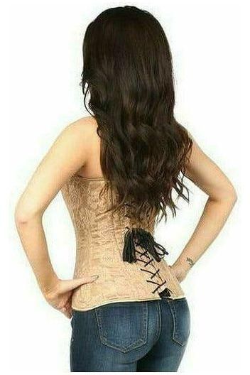 Lavish Dark Beige Lace Overbust Corset w/Zipper - Daisy Corsets