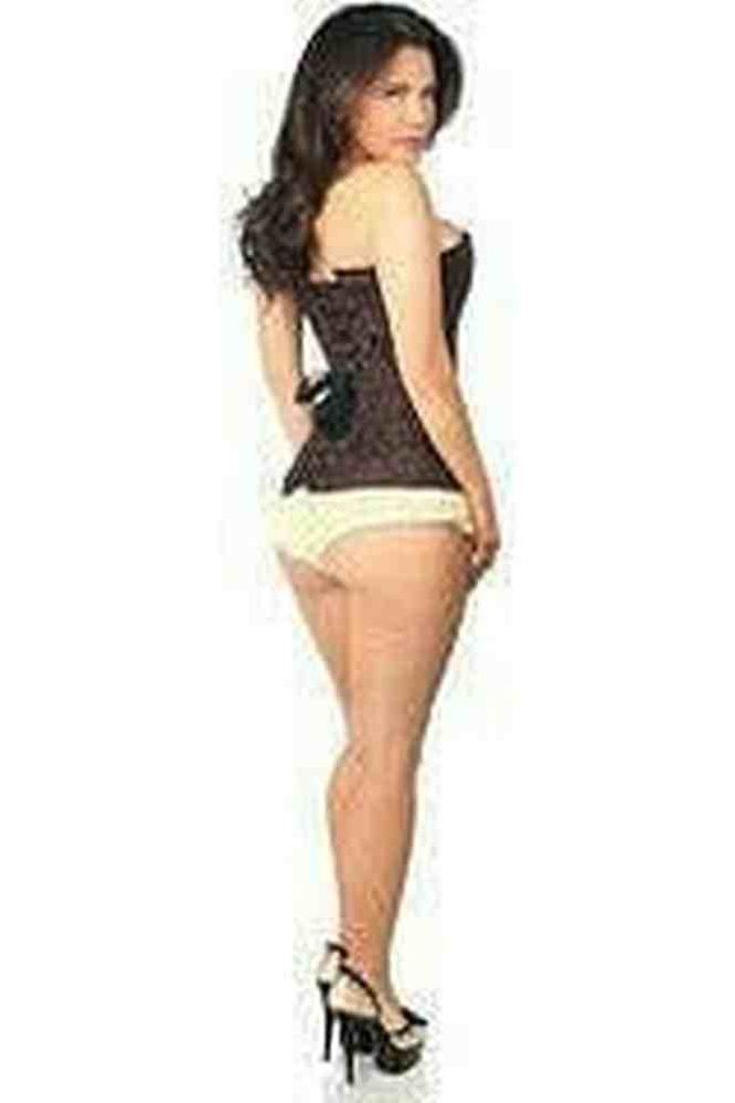 Lavish Dark Brown Lace Overbust Corset w/Zipper - Daisy Corsets
