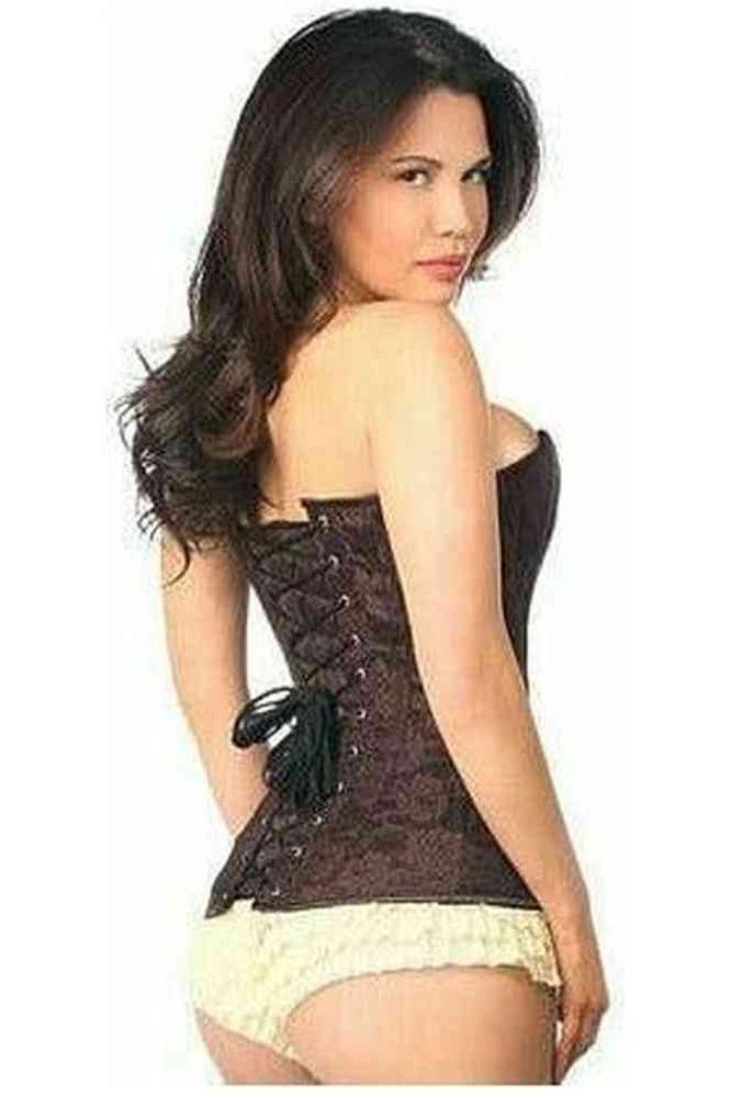 Lavish Dark Brown Lace Overbust Corset w/Zipper - Daisy Corsets