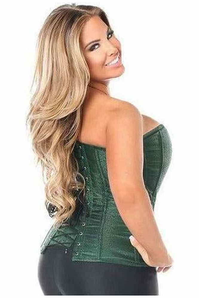Lavish Dark Green Brocade Corset - Daisy Corsets