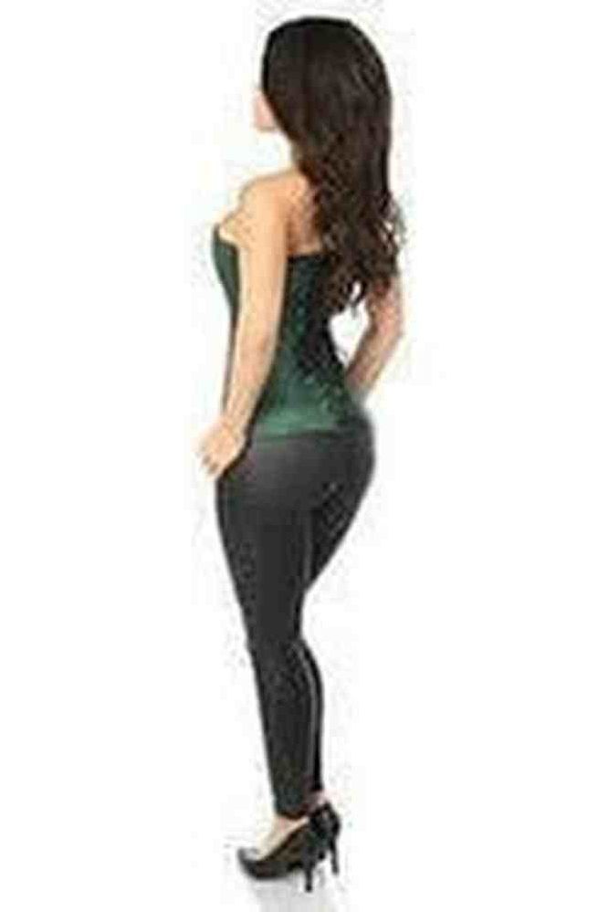 Lavish Dark Green Brocade Corset - Daisy Corsets