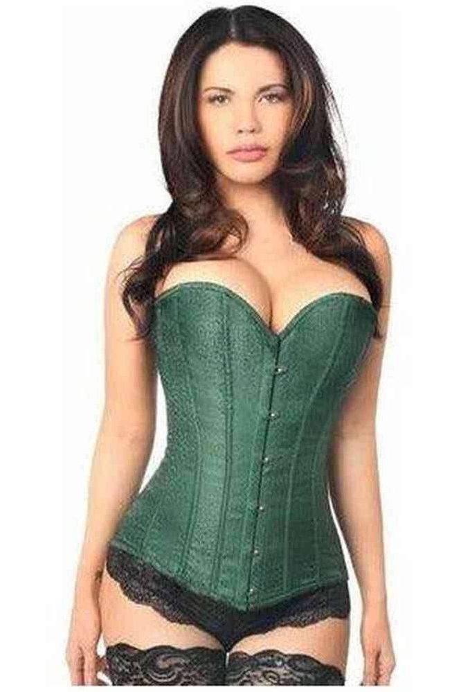Lavish Dark Green Brocade Corset - Daisy Corsets