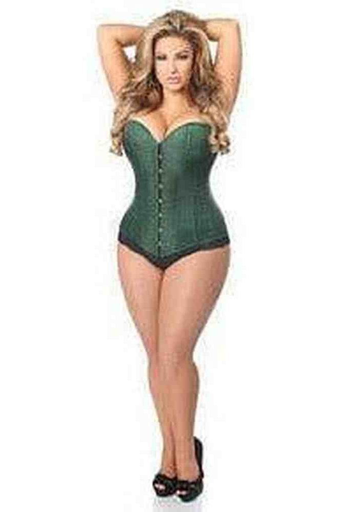 Lavish Dark Green Brocade Corset - Daisy Corsets