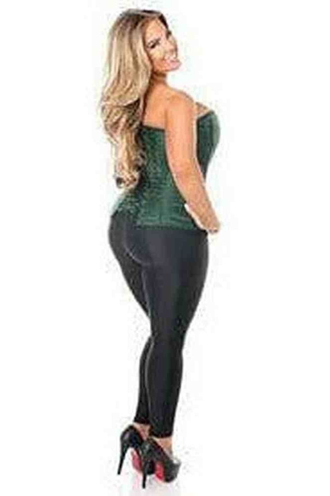 Lavish Dark Green Brocade Corset - Daisy Corsets