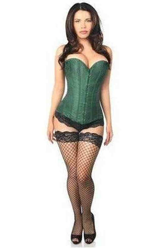 Lavish Dark Green Brocade Corset - Daisy Corsets
