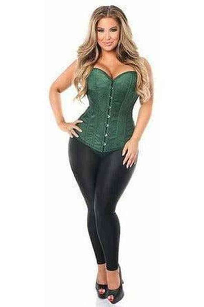 Lavish Dark Green Brocade Corset - Daisy Corsets