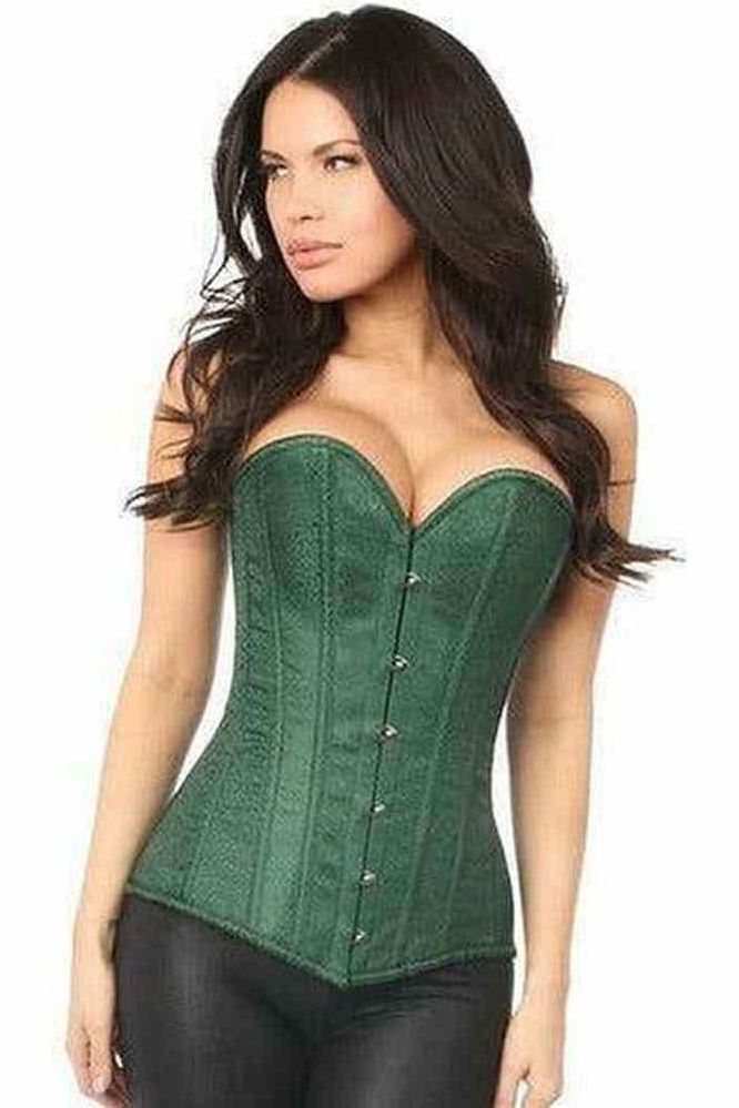Lavish Dark Green Brocade Corset - Daisy Corsets