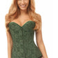 Lavish Dark Green Lace Overbust Corset w/Zipper - Daisy Corsets