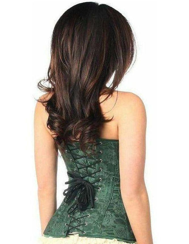 Lavish Dark Green Lace Overbust Corset w/Zipper - Daisy Corsets