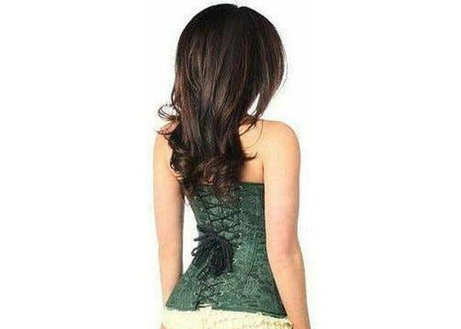 Lavish Dark Green Lace Overbust Corset w/Zipper - Daisy Corsets