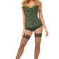 Lavish Dark Green Lace Overbust Corset w/Zipper - Daisy Corsets