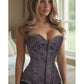 Lavish Dark Grey Lace Overbust Corset w/Zipper - Daisy Corsets