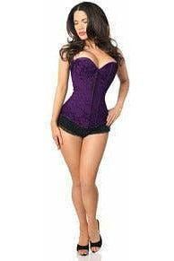 Lavish Dark Purple Lace Overbust Corset w/Zipper - Daisy Corsets