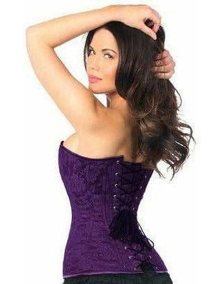 Lavish Dark Purple Lace Overbust Corset w/Zipper - Daisy Corsets