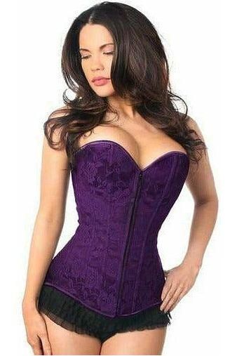 Lavish Dark Purple Lace Overbust Corset w/Zipper - Daisy Corsets