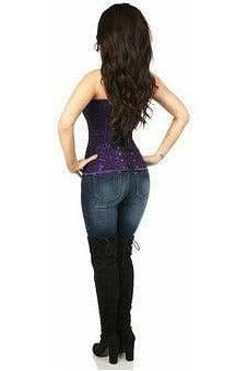 Lavish Dark Purple Lace Overbust Corset w/Zipper - Daisy Corsets
