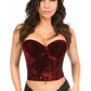 Lavish Dark Red Crushed Velvet Underwire Bustier - Daisy Corsets