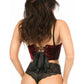 Lavish Dark Red Crushed Velvet Underwire Short Bustier - Daisy Corsets