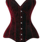 Lavish Dark Red Velvet Overbust Corset Sweetheart Neckline Busk Closure - Daisy Corsets