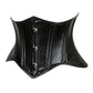 Lavish Double Boned Black Wet Look Faux Leather Curvy Cut Mini Cincher Underbust Corset - Daisy Corsets