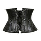 Lavish Double Boned Black Wet Look Faux Leather Curvy Cut Mini Cincher Underbust Corset - Daisy Corsets
