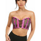 Lavish Fuchsia Holo & Fishnet Lace - Up Short Bustier Top - Daisy Corsets