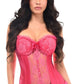 Lavish Fuchsia Lycra & Lace Hook & Eye Stretch Bustier Corset - Daisy Corsets