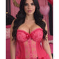Lavish Fuchsia Lycra & Lace Hook & Eye Stretch Bustier Corset - Daisy Corsets