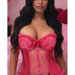 Lavish Fuchsia Lycra & Lace Hook & Eye Stretch Bustier Corset - Daisy Corsets