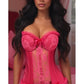 Lavish Fuchsia Lycra & Lace Hook & Eye Stretch Bustier Corset - Daisy Corsets