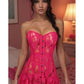 Lavish Fuchsia Sheer Lace Corset Dress - Daisy Corsets