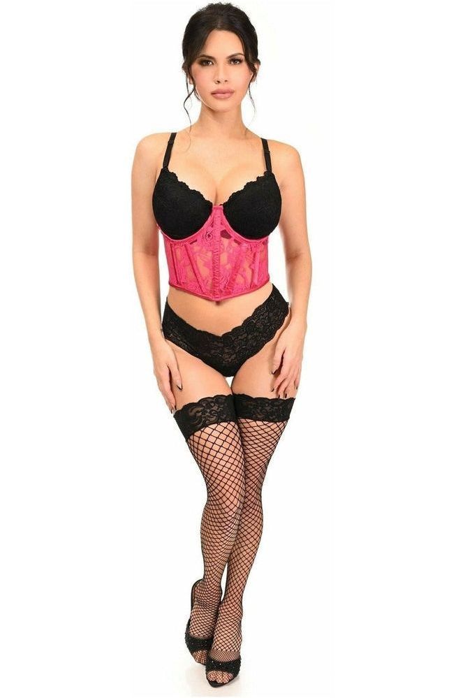 Lavish Fuchsia Sheer Lace Underwire Waist Cincher Corset - Daisy Corsets