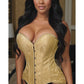 Lavish Gold Brocade Overbust Corset W/Busk Closure - Daisy Corsets